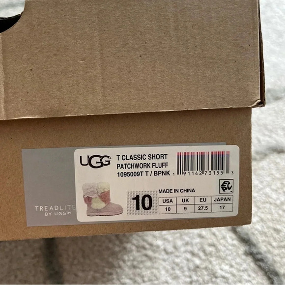 UGG CLASSIC SHORT PATCHWORK FLUFF BABY PINK BOOTS 10 - Picture 4 of 15